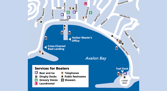 boat map Avalon Bay Catalina island